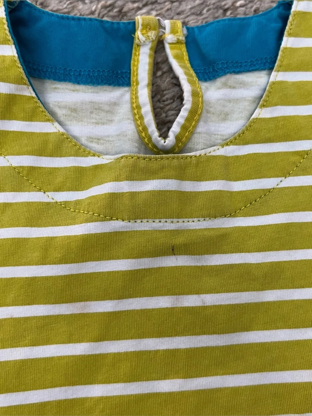 Kids Striped Lime Green & White Dress with Puppy Applique Size 7
